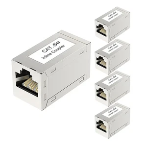 5x Cat5e RJ45 Female to Female Ethernet Shielded Coupler Straight Cable Extender - Zdjęcie 1 z 9