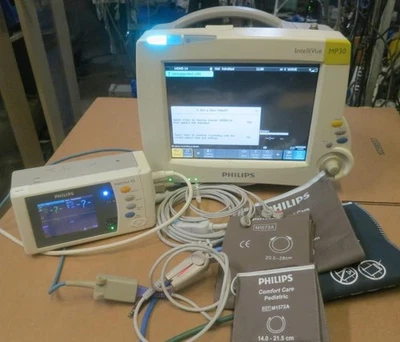 Philips IntelliVue MP30 patient monitor with X2 w companion AND CABLES - Image 1 of 4