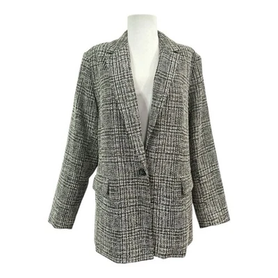 Nine West Large Career Suit Blazer Black White Lined Pockets Long Sleeves - Image 1 of 4