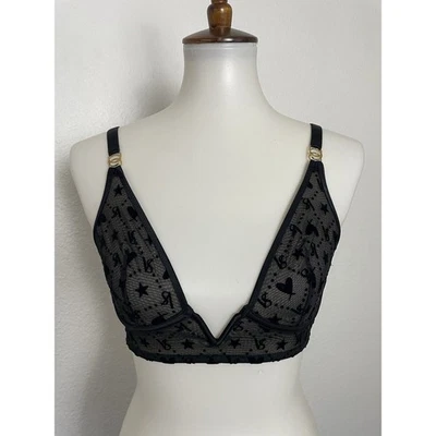 Sujetador Bralette Victoria's Secret Mujer S Sumergir V Alambre Jaula Terciopelo Logo Lencería Foto 1 de 4