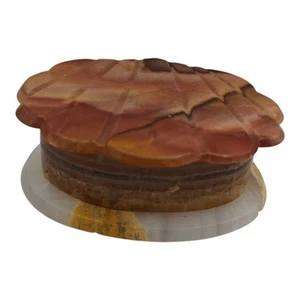 Vintage Glossy Alabaster Shell Shaped Trinket Box Hinged Lid READ!! - Picture 1 of 10