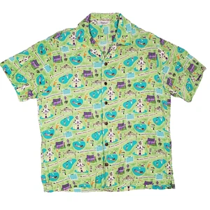 Disney Parks Shag 40th Anniversary Magic Kingdom Retro Camp Shirt Mens L Green - Picture 1 of 6
