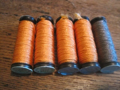 Kreinik LOT OF 5 Metallics Tapestry Braids ORANGE/GREY Thread 10M - Image 1 of 2