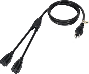 2 Way Power Cord Splitter Cable 10 Ft-3 Prong 1 to 2 Extension Cord-Outlet Saver - Picture 1 of 12