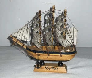 Miniature Wood Model Tall Sailing Ship Boat Nautical 6” Key West - Picture 1 of 13