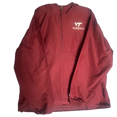 Virginia Tech Hokies Baseball Champion Quater Zip Rain Jacket Maroon Size XL - Image 1 of 4