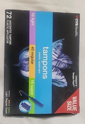 CVS Health tampones de plástico sin perfume paquete múltiple aplicador de plástico de 72 unidades Foto 1 de 2
