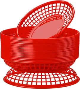 24 Pack Fast Food Baskets, Plastic Fast Food Restaurant Baskets, Bread Fry Baske - Picture 1 of 12