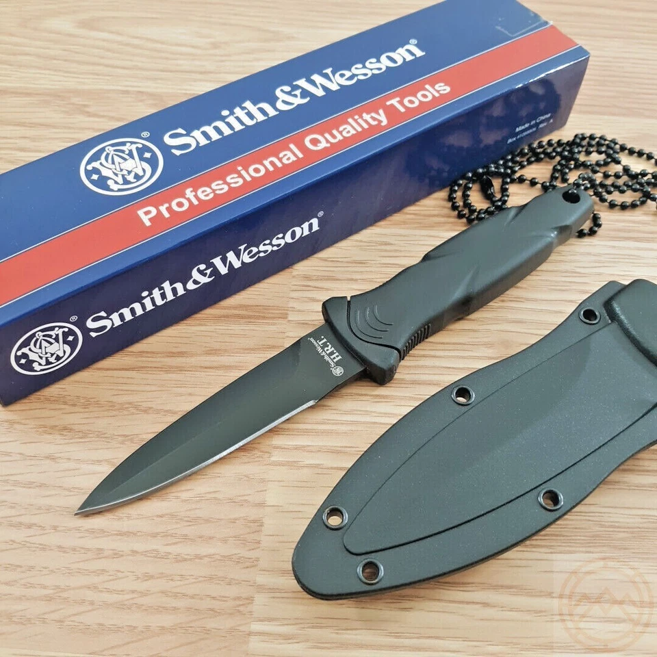 Smith & Wesson SWHRT3BF Black False Edge Fixed Blade Boot Knife Sheath