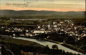 Mährisch Weisskirchen Hranice na Moravě Color AK ~1920 Gesamtansicht Viadukt - Picture 1 of 2