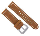 20Mm Leather Watch Band Strap For Breitling Navitimer Pilot Superocean Tan Ws