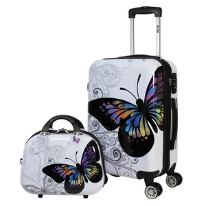 World Traveler Butterfly 2-piece Hardside Carry-on Spinner Luggage Set - Picture 1 of 10