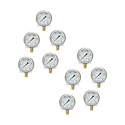 10 PACK LIQUID FILLED PRESSURE GAUGE 0-2,000 PSI 2.5" FACE, 1/4" NPT LOWER MOUNT - Image 1 of 4