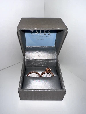 14KRG Double Band Rose Gold Morganite Engagement Ring Size 7.75 - Image 1 of 4