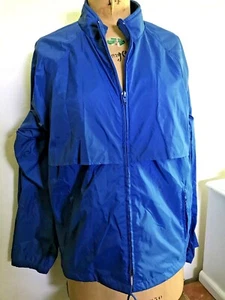 Lands End WINDBREAKER NYLON JACKET Shell ROYAL BLUE Vintage LightWeight Womens L - Picture 1 of 6