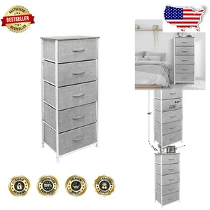 Stylish Multifunctional Nightstand with 5 Drawers - Steel Frame & Easy Assembly - Picture 1 of 9