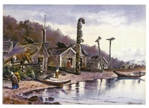 Postcard Theodore J Richardson "Wrangell Indian Village" c1900 Anchorage Musm AK - Picture 1 of 1