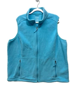 LL Bean Vest Full Zip Blue Polartec Fleece Softshell Pockets Drawstring 3X - Picture 1 of 8