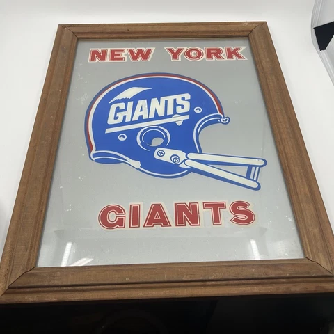 Vintage New York Giants NFL Football Helmet Mirrored Wall Plaque Sign Decor Cover
