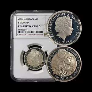 GREAT BRITAIN. 2010, 1 Pound, Silver - NGC PF69 - Lion-Helmeted Britannia - Picture 1 of 5