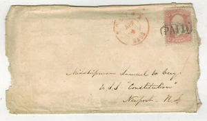 1860s BOSTON MASS PAID MIDSHIPMAN SAMUEL W VERY USS CONSTITUTION NAVY NEWPORT RI - Picture 1 of 3