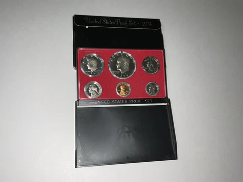 1974-S U.S. Proof Set 6 Coin Clad Black Box Cover