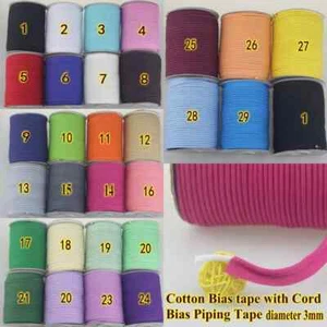 Cotton Bias Piping Tape with cord,12mm Sewing Flanged Insertion Tape Edge Trim - Picture 1 of 25