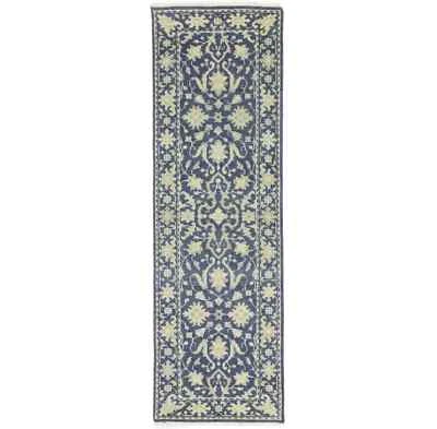 2'5X8 ft Transitional Oriental Runner Rug Muted Blue Floral Design Decor Carpet - Image 1 of 4