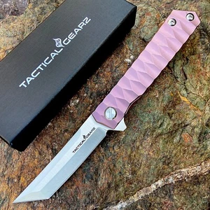 Full Tc4 Titanium EDC Folding Knife! CPM-D2 Steel Blade! Ball Bearing Pivot Open - Picture 1 of 7