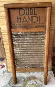 Lavabo de viaje vintage Columbus Washboard Co. Dubl Handi 18" madera y metal - Imagen 1 de 7