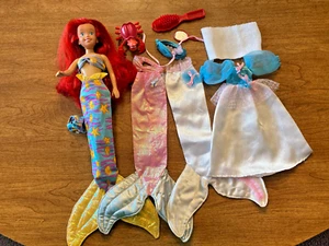 Ariel "The Little Mermaid" Barbie Doll with 4 Outfits, Sebastian Crab, Hairbrush - Picture 1 of 2