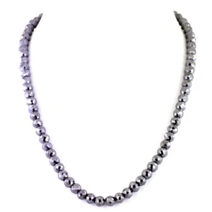7 mm Black Diamond Necklace 22 Inches AAA Carbonado - Earth Mined Certified ! - Bild 1 von 5