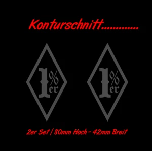 2x 1% Aufkleber, Dunkelgrau, Bobber, 1 Prozent Sticker, Outlaw, Onepercenter - Bild 1 von 4
