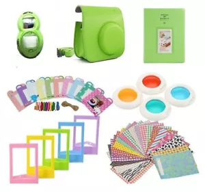 Fujifilm Instax Mini 8/9 Camera PU Leather Bag w/ Strap Accessories Set - Green - Picture 1 of 32