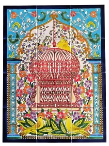 Piastrelle orientali quadro piastrelle dipinto a mano piastrelle mosaico 45x60 gabbia uccellini - Foto 1 di 2