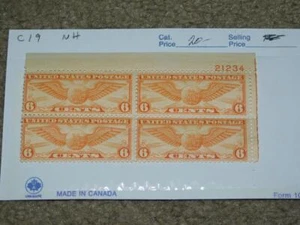 US AIRMAIL, SCOTT# C19 PLATE BLOCK, MNH - Picture 1 of 1