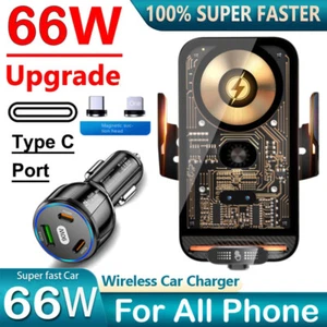 66W Fast Wireless Charging Car Charger Holder For iPhone 16 15 14 13 12 Pro Max - Picture 1 of 23