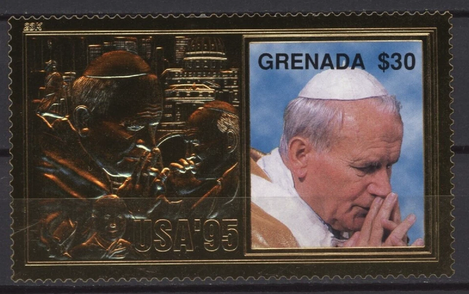 S45682 Grenada 1995 MNH Pope John Paul II 1v Gold Foil 23k - Image 1 of 1