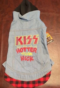 KISS Hotter Than Heck Dog Apparel , Blue Jean Jacket/Hoodie- NWT - SIZE M - Picture 1 of 11