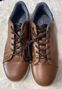 Tommy Hilfiger Mens Toris Faux Leather Sneaker 13 Brown Memory Foam Lace Up Comf - Picture 1 of 14