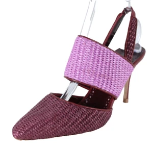 MANOLO BLAHNIK Tacones Punta Rafia Púrpura y Rosa 39 - Imagen 1 de 12