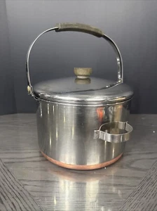 VTG Revere Ware Double Ring Copper Clad 6 Qt Bail Handle Stock Pot. Pre 1968 - Picture 1 of 5
