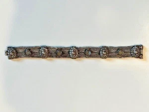Vintage Silber Türkisches Flach Fuchsschwanz Strang Armband mit Mondstein - Bild 1 von 3
