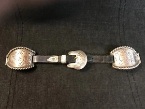 Vintage Signed RODEO Sterling Silver Western Buckle Leather Watch Band ~ READ - Picture 1 of 24