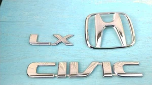 2001 02 03 04 05 Honda CIVIC LX OEM REAR TRUNK CHROME Emblem H LOGO BADGE - Picture 1 of 6