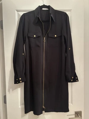 Calvin Klein black zip-front shirt dress - 8 - Image 1 of 4