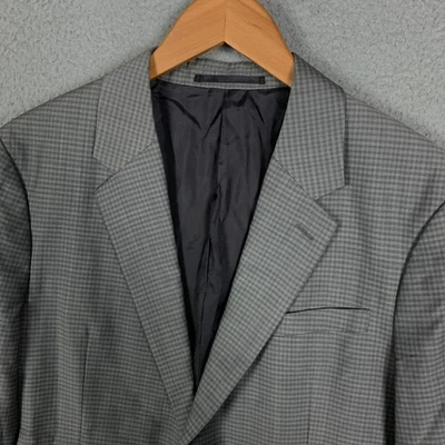 Theory Chambers Blazer 40L Gray Gingham Slim Tailored Wool Sport Coat Jacket - Image 1 of 4
