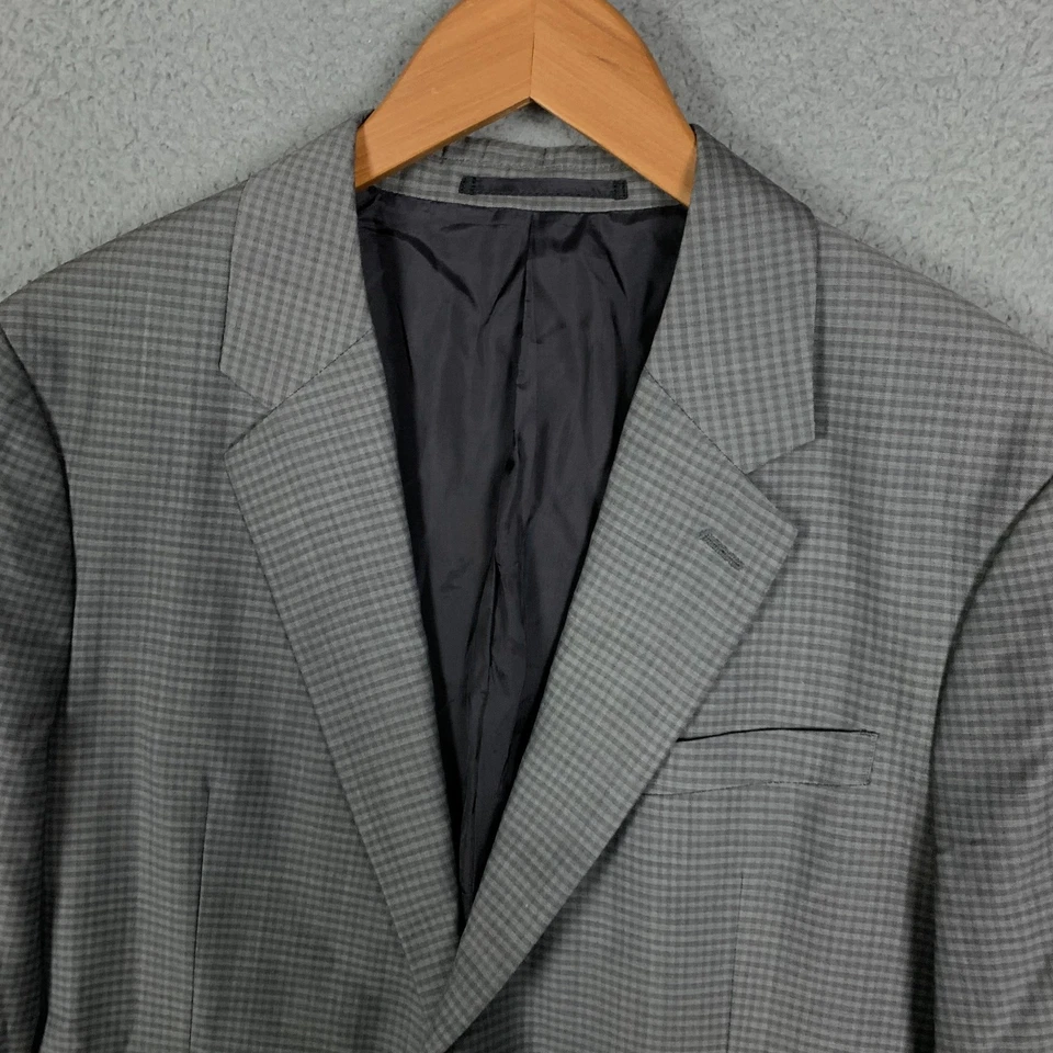 Theory Chambers Blazer 40L Gray Gingham Slim Tailored Wool Sport Coat Jacket - Image 1 of 4