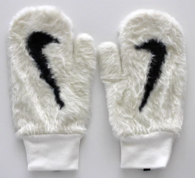 Mitones de punto de felpa Nike de piel sintética para mujer M/L vela/negro Foto 1 de 4