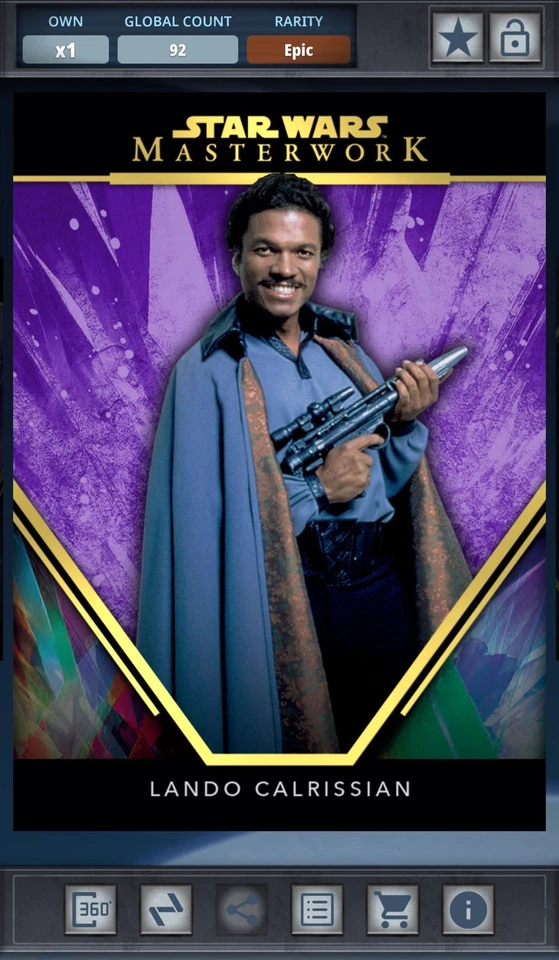 Star Wars Card Trader Masterwork 2024 - Chrome Purple Epic - Lando Calrissian - Image 1 of 1